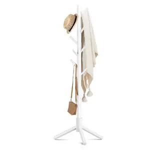 Wooden Coat Rack Stand with 8 Hooks New Zealand Pine 3 Adjustable Coat Standing Tree Easy Assembly for Coats, Hats, Scarves and Handbags for Entryway, Hallway, Bedroom, Office, white Wooden Coat Rack Stand with 8 Hooks New Zealand Pine 3 Adjustable Coat Standing Tree Easy Assembly for Coats, Hats, Scarves and Handbags for Entryway, Hallway, Bedroom, Office, white
