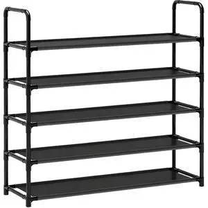 Large Capacity Shoe Rack, 5-Tier Shoe Organizer for Closet, Entryway, Hallway, Holds 20-25 Pairs, Sturdy & Durable Waterproof Fabric Shelf, Space-Saving,Black(35.8" Wide) Large Capacity Shoe Rack, 5-Tier Shoe Organizer for Closet, Entryway, Hallway, Holds 20-25 Pairs, Sturdy & Durable Waterproof Fabric Shelf, Space-Saving,Black(35.8" Wide)