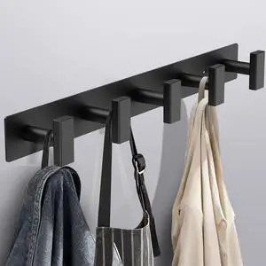 Coat Rack Wall Mount - 5 Coat Hooks, Towel Racks for Bathroom Robes Bags Keys, Hat Rack Wall Towel Hooks Organizer Essential (Black) Coat Rack Wall Mount - 5 Coat Hooks, Towel Racks for Bathroom Robes Bags Keys, Hat Rack Wall Towel Hooks Organizer Essential (Black)
