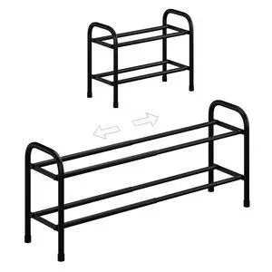 Expandable Shoe Rack,Metal Storage Organizer (Black, 2Tier) | Adjustable width 18-33 inches. Fits entryways, closets, doorways. Free-standing metal frame holds sneakers, boots, heels Expandable Shoe Rack,Metal Storage Organizer (Black, 2Tier) | Adjustable width 18-33 inches. Fits entryways, closets, doorways. Free-standing metal frame holds sneakers, boots, heels