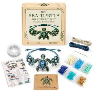 DIY Beaded Bracelet Making Kit, Beading Kits for Adults - Beaded Animal Kit with Hummingbird & Octopus Design, Beginner-Friendly Bead Bracelet Making Kit (Sea Turtle) DIY Beaded Bracelet Making Kit, Beading Kits for Adults - Beaded Animal Kit with Hummingbird & Octopus Design, Beginner-Friendly Bead Bracelet Making Kit (Sea Turtle)