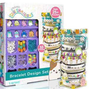 HJewelry Making Kit, Squishmallows Bracelets | Bracelet and Accessories Design Set, Cute DIY Beading and Jewelry, Includes String, Beads, and Charms, Makes 25+ Pieces HJewelry Making Kit, Squishmallows Bracelets | Bracelet and Accessories Design Set, Cute DIY Beading and Jewelry, Includes String, Beads, and Charms, Makes 25+ Pieces
