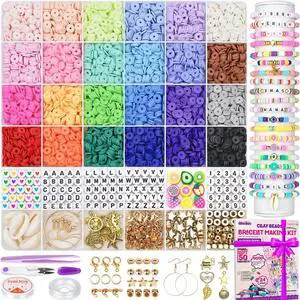 24 Colors Clay Beads Friendship Bracelet Making Kit w/Charms | Preppy Heishi Beads Charms for Jewelry Making, DIY Crafts Gifts for Girls Ages 6-12, Cute Stuff for Teens Christmas Birthday 24 Colors Clay Beads Friendship Bracelet Making Kit w/Charms | Preppy Heishi Beads Charms for Jewelry Making, DIY Crafts Gifts for Girls Ages 6-12, Cute Stuff for Teens Christmas Birthday