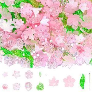Pink Flower Beads DIY Jewelry Kit, 500Pcs Bracelet Making Set, Pink Gift | Romantic pink acrylic beads, glass spacers & leaf charms. Make bracelets, necklaces, earrings, Perfect craft gift for women Pink Flower Beads DIY Jewelry Kit, 500Pcs Bracelet Making Set, Pink Gift | Romantic pink acrylic beads, glass spacers & leaf charms. Make bracelets, necklaces, earrings, Perfect craft gift for women