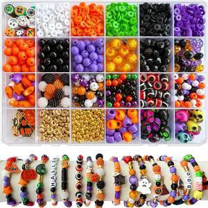 1970Pcs Halloween Bracelet Kit, Halloween Beads for Bracelets Jewelry Making Orange Black White Purple Polymer Clay Beads Pumpkin Evil Eye Skull Bead with Ghost Spider Charms for DIY Craft Earring 1970Pcs Halloween Bracelet Kit, Halloween Beads for Bracelets Jewelry Making Orange Black White Purple Polymer Clay Beads Pumpkin Evil Eye Skull Bead with Ghost Spider Charms for DIY Craft Earring