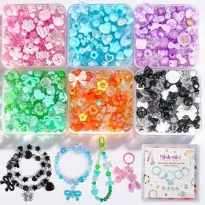 480PCS Assorted Acrylic Beads for Bracelet Making Kit with String | 6 Colors Cute Beads Bracelet Charms for Jewelry Making, Kawaii Bow Star Flower Shape for DIY Keychain Necklace Bag Charms 480PCS Assorted Acrylic Beads for Bracelet Making Kit with String | 6 Colors Cute Beads Bracelet Charms for Jewelry Making, Kawaii Bow Star Flower Shape for DIY Keychain Necklace Bag Charms