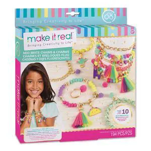 Neo-Brite Chains & Charms Kit - Create 10 Unique Cord & Tassel Charm Bracelets, 195 Pieces, Includes Play Tray,DIY Playful Charm & Jewelry Kit, Tweens & Girls, Arts & Crafts, Ages 8+ Neo-Brite Chains & Charms Kit - Create 10 Unique Cord & Tassel Charm Bracelets, 195 Pieces, Includes Play Tray,DIY Playful Charm & Jewelry Kit, Tweens & Girls, Arts & Crafts, Ages 8+