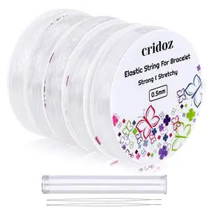 Stretchy String for Bracelets, Cridoz 5 Rolls Clear Elastic String Stretch Cord Jewelry Bead Bracelet String with 2 Pcs Beading Needles for Seed Beads, Pony Beads Stretchy String for Bracelets, Cridoz 5 Rolls Clear Elastic String Stretch Cord Jewelry Bead Bracelet String with 2 Pcs Beading Needles for Seed Beads, Pony Beads