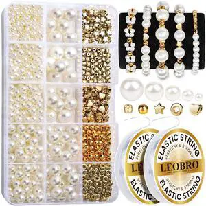 Pearl Beads for Bracelets, 720PCS Bracelet Making Kit for Adult, Bracelet Bead Kits, Small Pearl Beads and Gold Beads for Bracelets, Jewelry Making Kit Pearl Beads for Bracelets, 720PCS Bracelet Making Kit for Adult, Bracelet Bead Kits, Small Pearl Beads and Gold Beads for Bracelets, Jewelry Making Kit