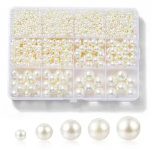 1200 Pcs Pearl Beads for Jewelry Making, 5 Size Round Pearls for Bracelets Making Kit Small Pearl Filler Beads with Hole for DIY Craft Necklace Earrings 1200 Pcs Pearl Beads for Jewelry Making, 5 Size Round Pearls for Bracelets Making Kit Small Pearl Filler Beads with Hole for DIY Craft Necklace Earrings