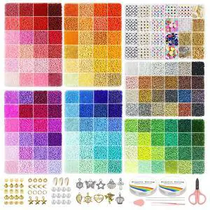 3mm Glass Seed Beads for Jewelry Making, 8000PCS Bracelet Making Kit | 24 Colors Small Beads with Letter Beads and Elastic String, DIY Art Craft Girls Adults Gifts 3mm Glass Seed Beads for Jewelry Making, 8000PCS Bracelet Making Kit | 24 Colors Small Beads with Letter Beads and Elastic String, DIY Art Craft Girls Adults Gifts