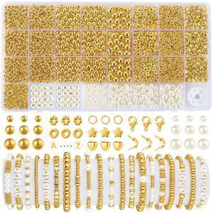 2500Pcs Spacer Beads for Jewelry Making, Gold Beads for Bracelets | 4mm 6mm 8mm Spacer Loose Ball Round Bead Star Pearls Letter Bead for DIY Bracelet Jewelry Making Craft 2500Pcs Spacer Beads for Jewelry Making, Gold Beads for Bracelets | 4mm 6mm 8mm Spacer Loose Ball Round Bead Star Pearls Letter Bead for DIY Bracelet Jewelry Making Craft