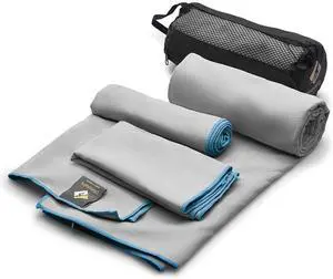 Quick Dry Towel - 3 Size Pack of Lightweight Microfiber Travel Towels w/Bag - Fast Drying Towel Set for Camping, Beach, Gym, Backpacking, Sports, Yoga & Swim Use (GREY) Quick Dry Towel - 3 Size Pack of Lightweight Microfiber Travel Towels w/Bag - Fast Drying Towel Set for Camping, Beach, Gym, Backpacking, Sports, Yoga & Swim Use (GREY)