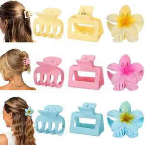 Flower Hair Claw Clips for Women, 9 Pack, 3 Styles, Pink | Medium and small sizes, flower, square and classic styles for thin or thick hair, ideal for everyday styling and vacations Flower Hair Claw Clips for Women, 9 Pack, 3 Styles, Pink | Medium and small sizes, flower, square and classic styles for thin or thick hair, ideal for everyday styling and vacations