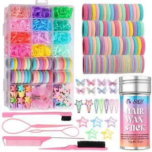 Hair Accessories for Girls, 1350P Colorful Hair Ties with 44P Hair Clips | Glitter Butterfly Hair Clips, Hair Wax Stick, Butterfly Hair Claws, Hair Barrettes with Comb Set&Organizer Box, Ideal Gifts Hair Accessories for Girls, 1350P Colorful Hair Ties with 44P Hair Clips | Glitter Butterfly Hair Clips, Hair Wax Stick, Butterfly Hair Claws, Hair Barrettes with Comb Set&Organizer Box, Ideal Gifts