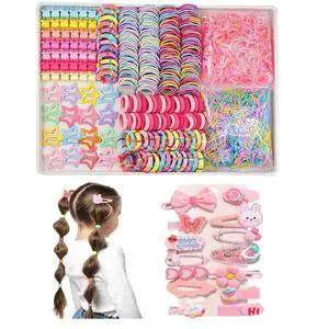 Girls Hair Rubber Bands Colorful Elastic Hair Ties Set Toddler Hair Accessories for Girls with Cute Hair Clips and Box Girls Hair Rubber Bands Colorful Elastic Hair Ties Set Toddler Hair Accessories for Girls with Cute Hair Clips and Box