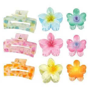 Hair Accessories gift,9PCS Summer Beach claw clips, Hawaiian Flower Hair Clips Non Slip for Thick Thin Hair,colorful hair clips set for girls women Hair Accessories gift,9PCS Summer Beach claw clips, Hawaiian Flower Hair Clips Non Slip for Thick Thin Hair,colorful hair clips set for girls women