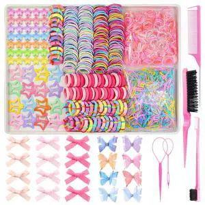 900 PCS Colorful Hair Ties for Girls Hair Accessories Set | Multi-color Toddler Hair Ties with Hair Tail Tools and Cute Hair Clips 900 PCS Colorful Hair Ties for Girls Hair Accessories Set | Multi-color Toddler Hair Ties with Hair Tail Tools and Cute Hair Clips