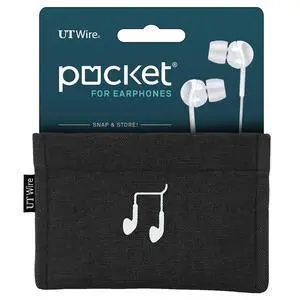 Pocket Snap & Store Earphone Case Pouch, Black with Solid Grey Interior Pocket Snap & Store Earphone Case Pouch, Black with Solid Grey Interior