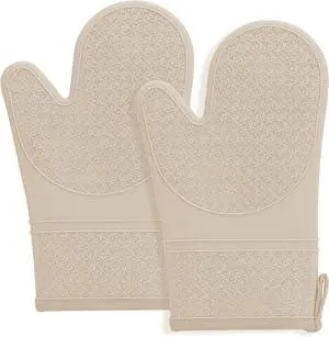 Silicone Oven Mitts, Heat Resistant 500F Kitchen Mitts 2PCS, 11.6" BPA-Free Soft Baking Gloves, Non-Slip Grip Oven Gloves with Soft Cotton Lining for Kitchen Cooking Baking BBQ - Apricot Silicone Oven Mitts, Heat Resistant 500F Kitchen Mitts 2PCS, 11.6" BPA-Free Soft Baking Gloves, Non-Slip Grip Oven Gloves with Soft Cotton Lining for Kitchen Cooking Baking BBQ - Apricot