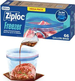 Gallon Food Storage Freezer Bags, Stand-Up Bottom, Easy to Fill, 66 Count Gallon Food Storage Freezer Bags, Stand-Up Bottom, Easy to Fill, 66 Count