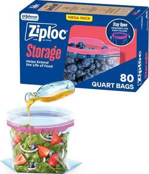 Quart Food Storage Bags, Stand-Up Bottom, Easy to Fill, 80 Count Quart Food Storage Bags, Stand-Up Bottom, Easy to Fill, 80 Count