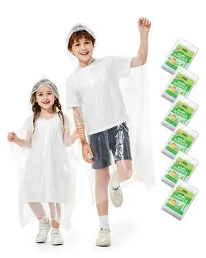 Rain Ponchos Family Pack Disposable Poncho for Kids with Drawstring Hood, Waterproof, Lightweight & Breathable, Clear & Assorted Colors Emergency Raincoat for Travel, Theme Parks, Concerts Rain Ponchos Family Pack Disposable Poncho for Kids with Drawstring Hood, Waterproof, Lightweight & Breathable, Clear & Assorted Colors Emergency Raincoat for Travel, Theme Parks, Concerts