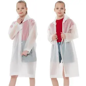 Rain Ponchos Raincoats for Kids, Reusable Boys Girls Rain Jackets Emergency with Hood for Family Disney Travel Outdoor (White) Rain Ponchos Raincoats for Kids, Reusable Boys Girls Rain Jackets Emergency with Hood for Family Disney Travel Outdoor (White)
