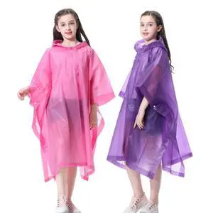 Kids Rain Poncho 2 Pack, Reusable EVA Rain Coats for Kids Emergency Child Ponchos Jacket with Hood for 6-14 Girls Boys (Pink+Purple) Kids Rain Poncho 2 Pack, Reusable EVA Rain Coats for Kids Emergency Child Ponchos Jacket with Hood for 6-14 Girls Boys (Pink+Purple)