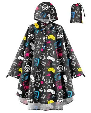 Kids Rain Poncho with Hooded Reusable Waterproof Lightweight Ponchos Kids Boy Girl Raincoat Outwear Kids Rain Poncho with Hooded Reusable Waterproof Lightweight Ponchos Kids Boy Girl Raincoat Outwear