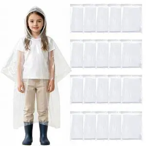 20 Pack Kids Rain Poncho, Disposable Rain Ponchos with Hood, Waterproof Raincoat for Children, Boys, Girls, Clear Kids Rain Jacket, Bulk Emergency Rain Cover for Outdoor, Travel, Camping 20 Pack Kids Rain Poncho, Disposable Rain Ponchos with Hood, Waterproof Raincoat for Children, Boys, Girls, Clear Kids Rain Jacket, Bulk Emergency Rain Cover for Outdoor, Travel, Camping