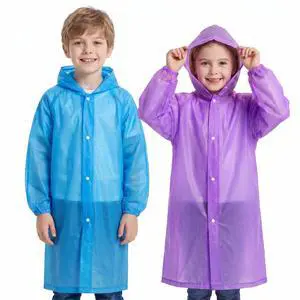 2 Pack Rain Ponchos Reusable Raincoats (2, Blue + Purple) | Fits Kids 100-145cm, EVA waterproof material, hooded design with snap buttons ideal for travel, school, outdoor play 2 Pack Rain Ponchos Reusable Raincoats (2, Blue + Purple) | Fits Kids 100-145cm, EVA waterproof material, hooded design with snap buttons ideal for travel, school, outdoor play
