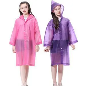 Kids Rain Poncho (2 Pack), Reusable EVA Children Raincoat for 6-13 Girls Boys, Waterproof Long Rain Jackets with Hood (Pink+Purple) Kids Rain Poncho (2 Pack), Reusable EVA Children Raincoat for 6-13 Girls Boys, Waterproof Long Rain Jackets with Hood (Pink+Purple)
