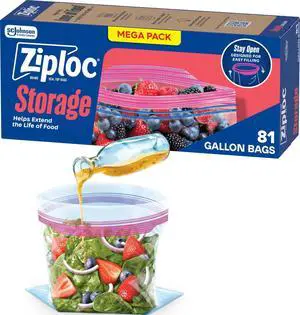 Gallon Food Storage Bags, Stand-Up Bottom, Easy to Fill, 81 Count Gallon Food Storage Bags, Stand-Up Bottom, Easy to Fill, 81 Count