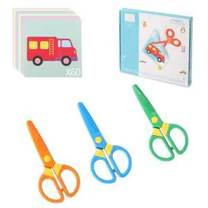 Toddler Safety Scissors, 3-Pack with 60 Craft Paper Sheets for Kids | Blunt Tip, Plastic Kids Scissors, Ergonomic Grips, Preschool Training, Left and Right Handed, Ages 2-5 Toddler Safety Scissors, 3-Pack with 60 Craft Paper Sheets for Kids | Blunt Tip, Plastic Kids Scissors, Ergonomic Grips, Preschool Training, Left and Right Handed, Ages 2-5