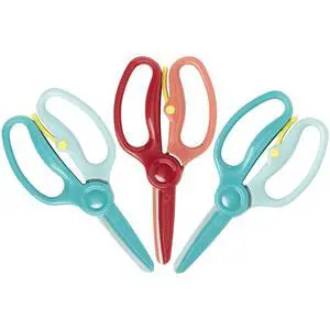 Training Scissors for Ages 3+ (3-Pack), Small Kids Safety Scissors with Training Lever, Easy to Use, Art Supplies, Turquoise and Red Training Scissors for Ages 3+ (3-Pack), Small Kids Safety Scissors with Training Lever, Easy to Use, Art Supplies, Turquoise and Red