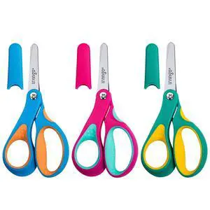 Left Handed Kids Scissors for School 5" Blunt Safety 3 Pack | Ages 4+, Blade Covers Included, Comfort Grip, Stainless Steel Blade, Classroom Paper Craft Supplies Left Handed Kids Scissors for School 5" Blunt Safety 3 Pack | Ages 4+, Blade Covers Included, Comfort Grip, Stainless Steel Blade, Classroom Paper Craft Supplies