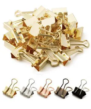 Small Binder Clips, 50 pcs, 0.75", Small Size | Gold Metal Binder Paper Clips, Paper Clamps for Office Supplies, Home, School, Business, Document Organizing Small Binder Clips, 50 pcs, 0.75", Small Size | Gold Metal Binder Paper Clips, Paper Clamps for Office Supplies, Home, School, Business, Document Organizing