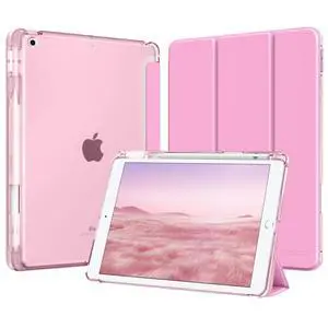 for iPad 9th/8th/7th Generation Case 10.2-Inch with Pencil Holder,Pink | For iPad 10.2 Case 2021/2020/2019, Slim Light Trifold Smart Protective Cover with Hard PC Translucent Back Shell for iPad 9th/8th/7th Generation Case 10.2-Inch with Pencil Holder,Pink | For iPad 10.2 Case 2021/2020/2019, Slim Light Trifold Smart Protective Cover with Hard PC Translucent Back Shell