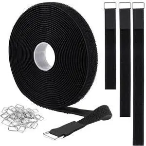 1"x16ft Hook and Loop Straps with 25 Metal Buckles, Adjustable Fastening Cable Straps, Cut-to-Length Cinch Strap, Reusable Nylon Securing Cord Ties for Organizer or Storage, 1 inch Wide, Black 1"x16ft Hook and Loop Straps with 25 Metal Buckles, Adjustable Fastening Cable Straps, Cut-to-Length Cinch Strap, Reusable Nylon Securing Cord Ties for Organizer or Storage, 1 inch Wide, Black