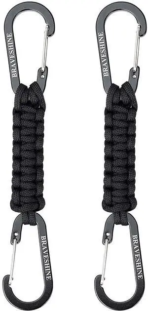 Paracord Keychain Carabiner Clip | D Ring Hanger Lanyard Hook | 7.3inch Long | Black | for Stroller, Water Bottle, Key, Backpacks, Men, Women, Luggage, Car Seat Headrest, Fence, Bag Charms Paracord Keychain Carabiner Clip | D Ring Hanger Lanyard Hook | 7.3inch Long | Black | for Stroller, Water Bottle, Key, Backpacks, Men, Women, Luggage, Car Seat Headrest, Fence, Bag Charms