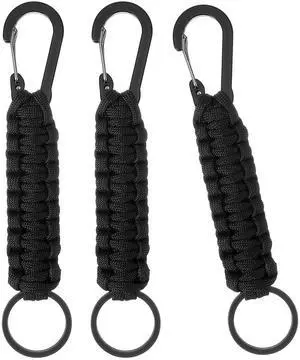 3 Pack Paracord Keychain Carabiner Lanyard With Braided Lanyard Aluminum Clip Heavy Duty Key Accessories For Camping Fishing Climbing Hiking Outdoor Backpacks (Black) 3 Pack Paracord Keychain Carabiner Lanyard With Braided Lanyard Aluminum Clip Heavy Duty Key Accessories For Camping Fishing Climbing Hiking Outdoor Backpacks (Black)