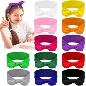 = 12 Pack Girls Headbands, Rabbit Ear Bow Hairbands | Cute Toddler Headbands Bulk, Colorful, Stretchy Wide Cloth Hair Accessories, for Kids Birthday Party Favors, Gifts = 12 Pack Girls Headbands, Rabbit Ear Bow Hairbands | Cute Toddler Headbands Bulk, Colorful, Stretchy Wide Cloth Hair Accessories, for Kids Birthday Party Favors, Gifts