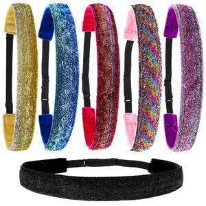 6 Glitter Headbands for Girls, Adjustable Non Slip Head Bands for Kids, Cute Sparkly Stretch Elastic Hair Accessories for Gymnastics For Teen Girls, Women 6 Glitter Headbands for Girls, Adjustable Non Slip Head Bands for Kids, Cute Sparkly Stretch Elastic Hair Accessories for Gymnastics For Teen Girls, Women