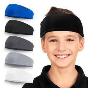 Sports Headbands for Kids, 5 Pack Moisture Wicking Sweatbands for Footable Soccer Baseball Running for Boys and Girls 5-15 Years Old Sports Headbands for Kids, 5 Pack Moisture Wicking Sweatbands for Footable Soccer Baseball Running for Boys and Girls 5-15 Years Old