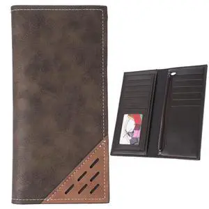 Bifold Slim Long Wallet for Men, Card Holder Wallet with Multiple Cards Slots PU Leather Card Wallets Contrasting Bifold Wallets Leather Checkbook Cover for Suits and Daily Use (Deep Coffee) Bifold Slim Long Wallet for Men, Card Holder Wallet with Multiple Cards Slots PU Leather Card Wallets Contrasting Bifold Wallets Leather Checkbook Cover for Suits and Daily Use (Deep Coffee)