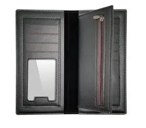 Men's Business Leather Slim Wallet Long Clutch Bifold Credit Card Holder Purse (Black) Men's Business Leather Slim Wallet Long Clutch Bifold Credit Card Holder Purse (Black)