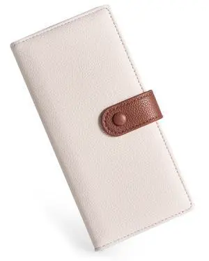 Slim Wallet for Women RFID Card Holder with 2 ID Windows | Ladies Wallet, 12 Card Slots, 3 Compartments, Back Zipper Pocket, Vegan Leather, RFID Protection, Beige & Brown Slim Wallet for Women RFID Card Holder with 2 ID Windows | Ladies Wallet, 12 Card Slots, 3 Compartments, Back Zipper Pocket, Vegan Leather, RFID Protection, Beige & Brown