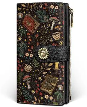 Book Mushroom Womens Wallet RFID, Goth Credit Card Holder Bifold | Billfold, Cute Cash Purse, Travel Zipper Coin Pocket, Compact Clutch, PU Leather, ID Window, 11 Card Slots, Ladies Gift Woman Book Mushroom Womens Wallet RFID, Goth Credit Card Holder Bifold | Billfold, Cute Cash Purse, Travel Zipper Coin Pocket, Compact Clutch, PU Leather, ID Window, 11 Card Slots, Ladies Gift Woman