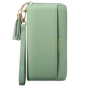 Wristlet Wallet Women RFID Bifold Large Capacity Clutch Purse | Tassel, Zipper Coin Pocket, Card Holder Wallet, Gifts for Women, Access Green Blooming Wristlet Wallet Women RFID Bifold Large Capacity Clutch Purse | Tassel, Zipper Coin Pocket, Card Holder Wallet, Gifts for Women, Access Green Blooming